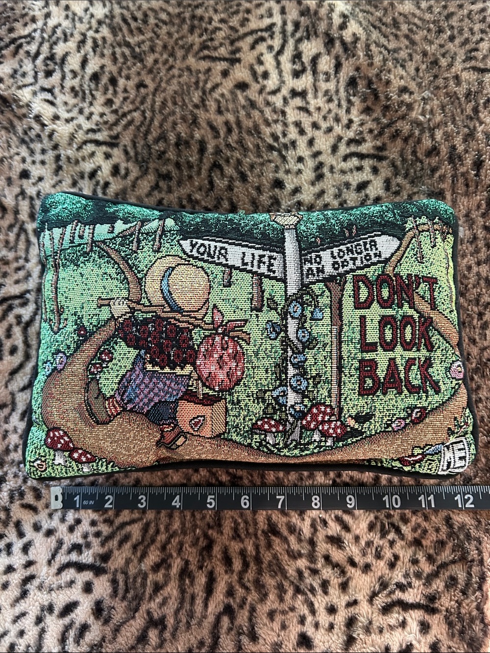 Mary Engelbreit Green and Brown 'Don't Look Back' Decorative Accent Pillow